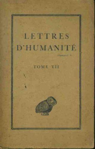 Lettres d'humanité. Tome VII - copertina
