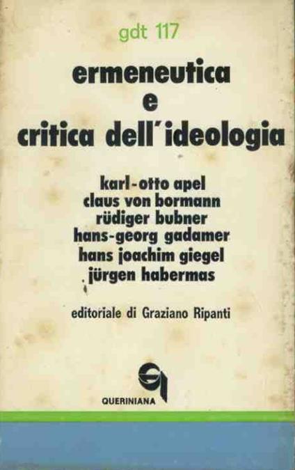 Ermeneutica e critica dell'ideologia - copertina