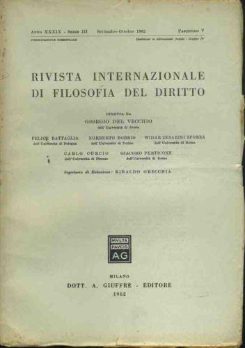 Rivista internazionale di filosofia del diritto. Settembre - ottobre 1962 - copertina