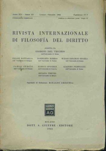 Rivista internazionale di filosofia del diritto. Luglio - Ottobre 1964 - copertina