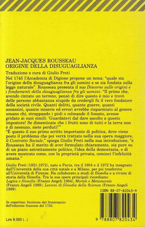 Origine della disuguaglianza - Jean-Jacques Rousseau - 2