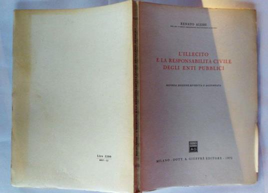 L' illecito e la responsabilità civile degli enti pubblici - Renato Alessi - copertina