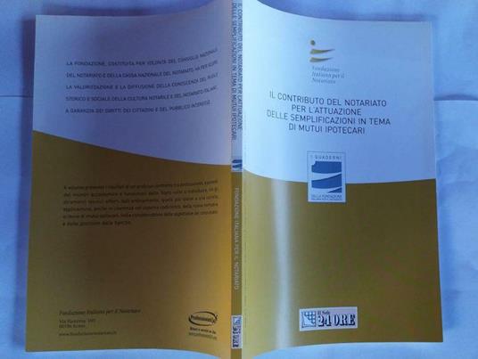 Il contributo del notariato per l'attuazione delle semplificazioni in tema di mutui ipotecari - copertina