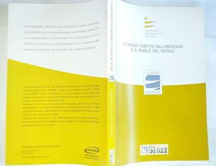 Il nuovo diritto fallimentare e il ruolo del notaio - copertina