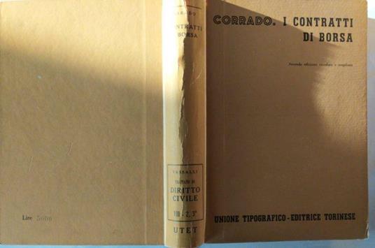I contratti di borsa - Renato Corrado - copertina