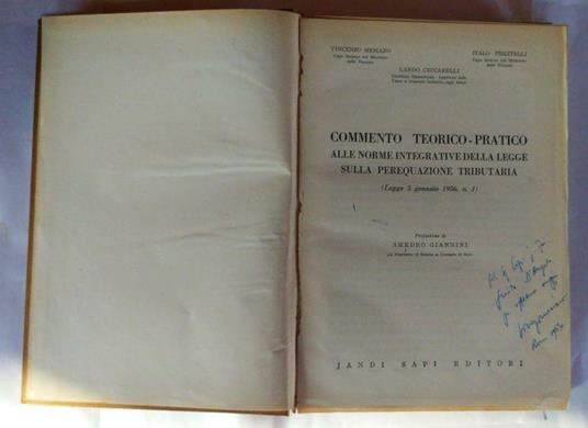 Commento teorico-pratico alle norme integrative della legge sulla perequazione tributaria - copertina