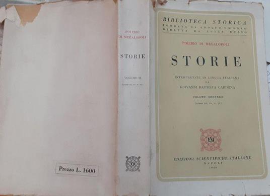 Storie interpretate in lingua italiana da Giovanni Battista Cardona. Volume II - Polibio - copertina