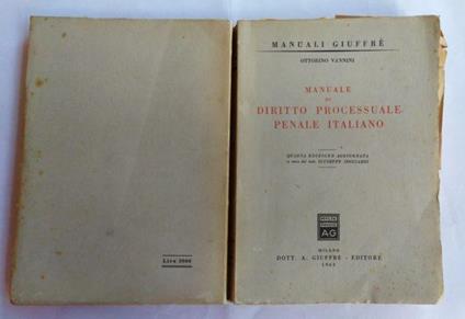 Manuale di diritto processuale penale italiano - Ottorino Vannini - copertina