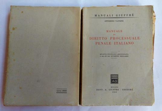 Manuale di diritto processuale penale italiano - Ottorino Vannini - copertina