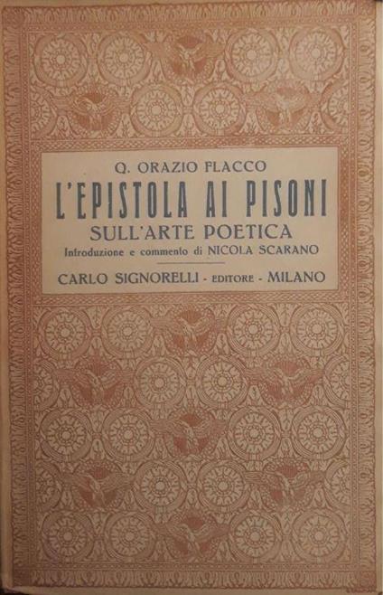 L' epistola ai pisoni. Sull'arte poetica - Q. Flacco Orazio - copertina
