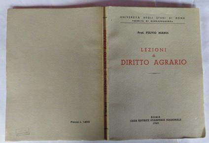 Lezioni di diritto agrario - Fulvio Maroi - copertina