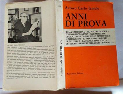 Anni di prova - Arturo Carlo Jemolo - copertina