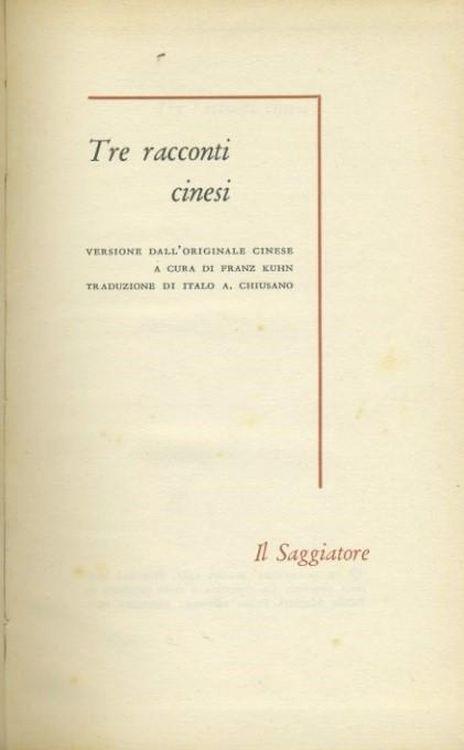 Tre racconti cinesi - Franz Kuhn - copertina