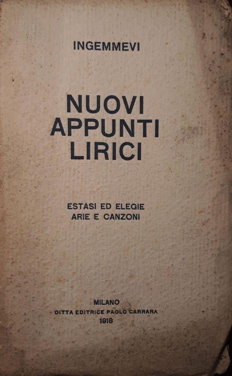 Nuovi Appunti Lirici: estasi ed elegie - arie e canzoni - copertina