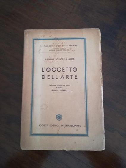 L' oggetto dell'arte - Arthur Schopenhauer - copertina