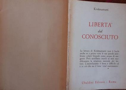 Liberta' dal sconosciuto - Jiddu Krishnamurti - copertina