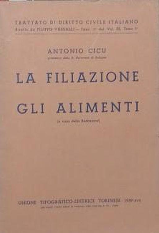 La filiazione - Gli Alimenti - Antonio Cicu - copertina