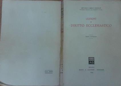 Lezioni di diritto ecclesiastico - Arturo Carlo Jemolo - copertina