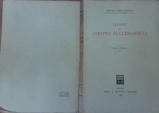 Lezioni di diritto ecclesiastico - Arturo Carlo Jemolo - copertina