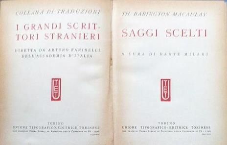 Saggi scelti - Thomas Babington Macaulay - copertina
