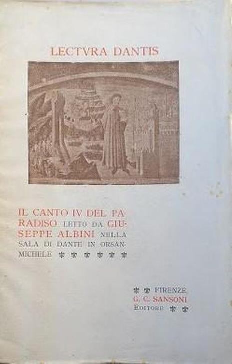 Lectura Dantis: il Canto IV del Paradiso - Giuseppe Albini - copertina