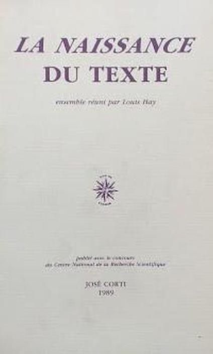 La naissance du texte - copertina