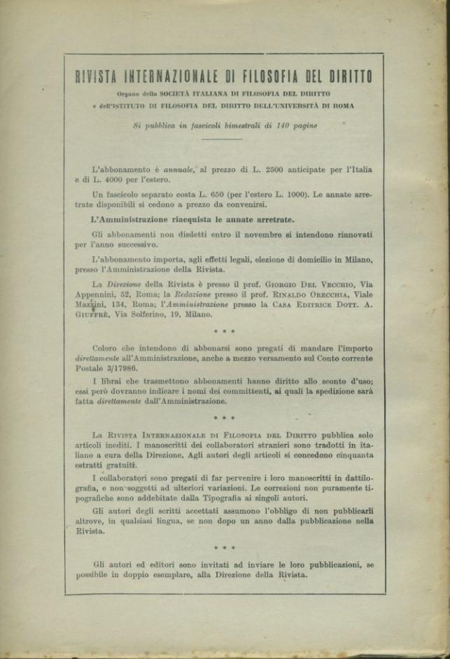 Rivista internazionale di filosofia del diritto. Anno XXXII. Serie III. Settembre - Ottobre 1955