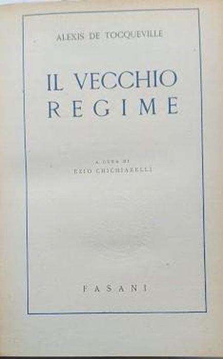 Il vecchio regime - Alexis de Tocqueville - copertina