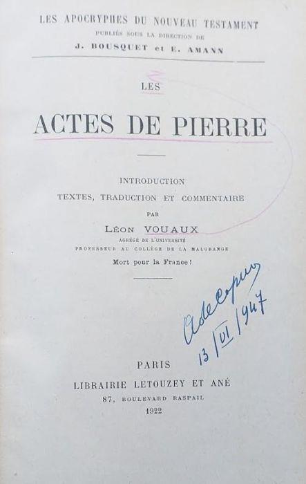 Les Actes de Pierre - copertina