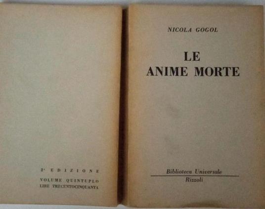 Le anime morte - Nikolaj Gogol' - copertina