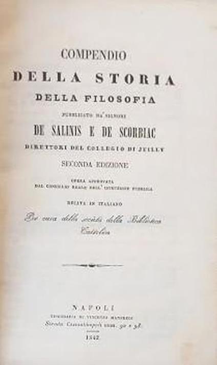 Compendio della storia della filosofia - copertina