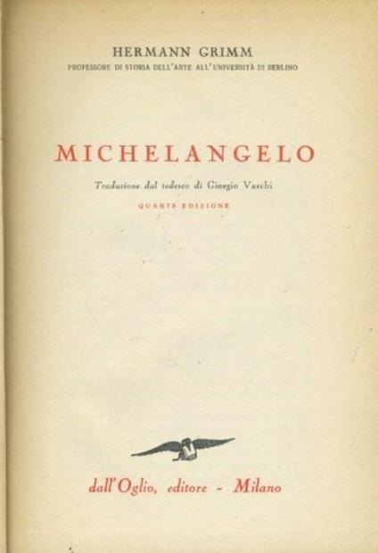 Michelangelo - Hermann Grimm - copertina