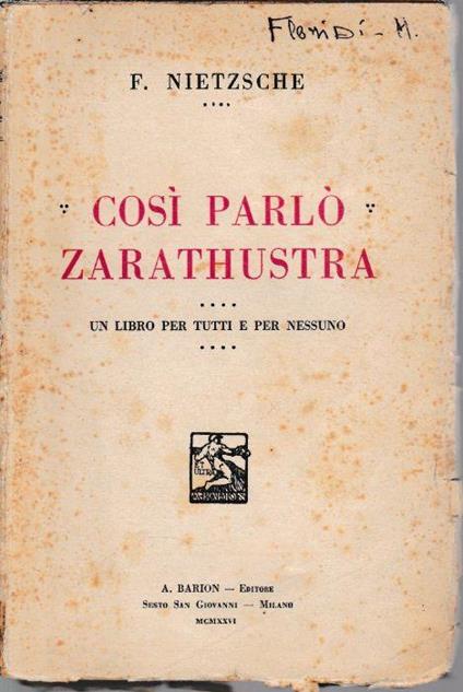 Così parlò Zarathustra - Friedrich Nietzsche - copertina