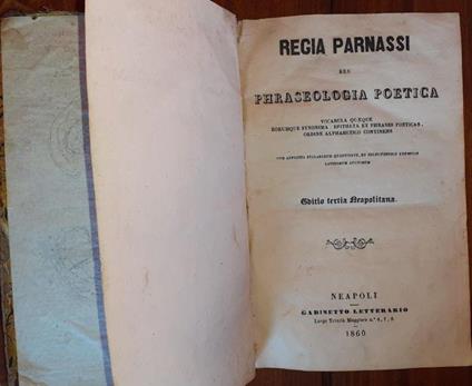 Regia Parnassi seu phraseologia poetica - copertina