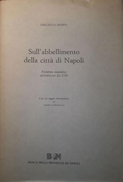 Sull'abbellimento della città di Napoli (ristampa anastatica dell'edizione del 1789) - Vincenzo Ruffo - copertina