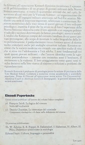 Giovani all'opposizione - Kenneth Keniston - 2