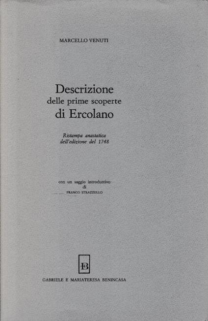 Descrizione delle prime scoperte di Ercolano - Marcello Venuti - copertina