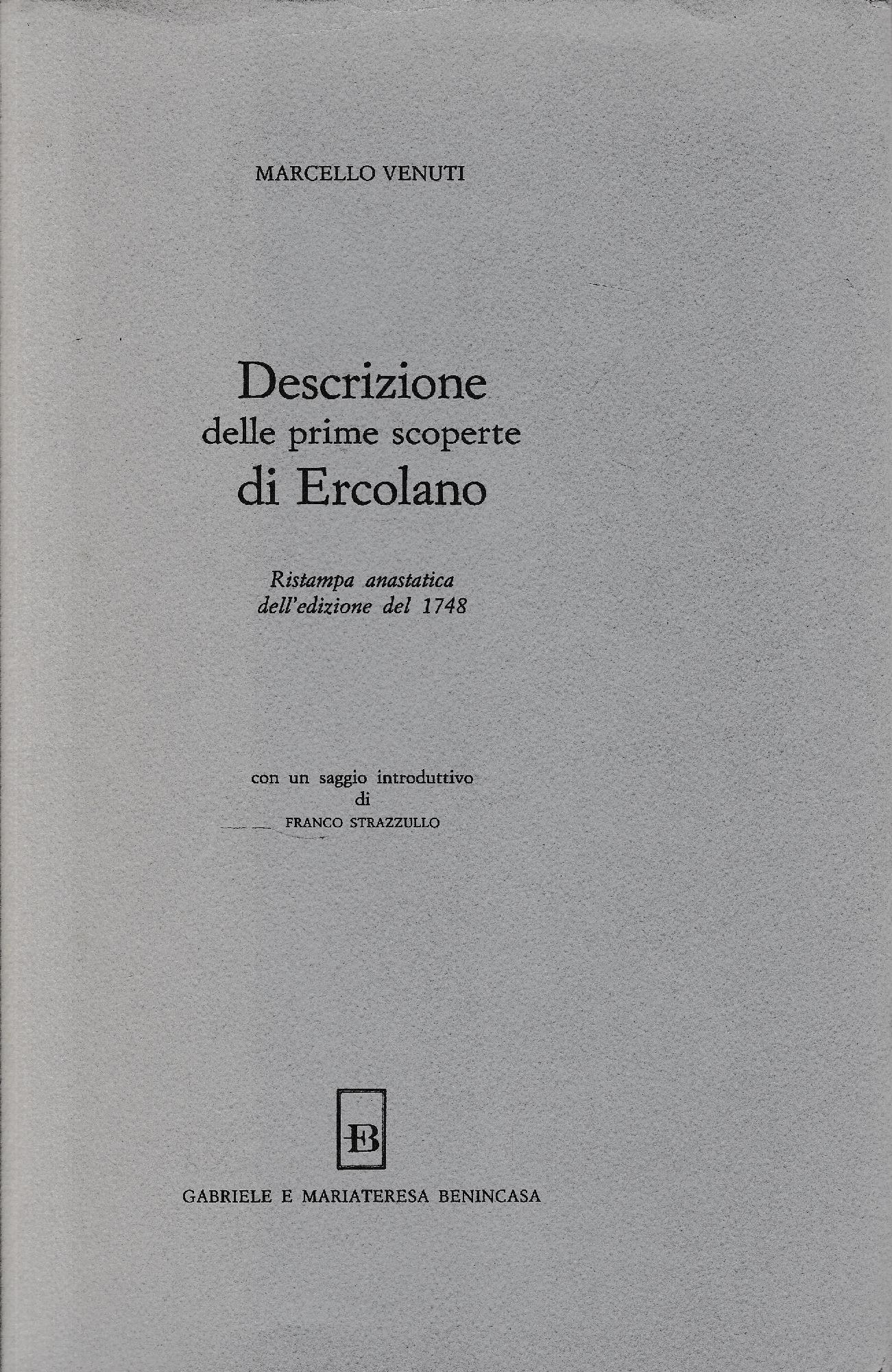 Descrizione delle prime scoperte di Ercolano
