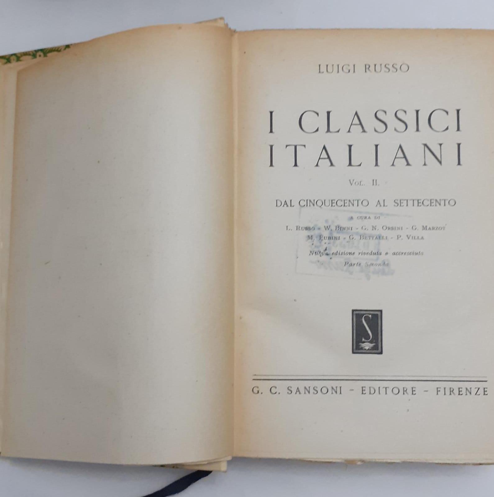 I classici italiani. Volume II. Dal cinquecento al settecento