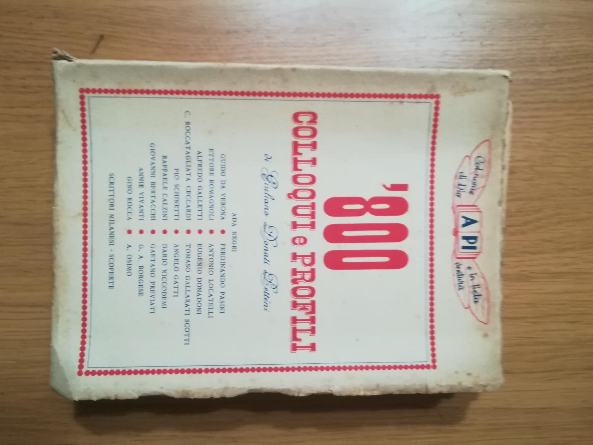 '800 Colloqui E Profili Di: Giuliano Donati Betteni