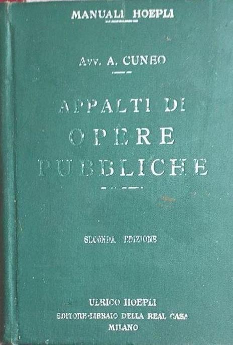 Appalti di Opere Pubbliche - Adolfo Cuneo - copertina