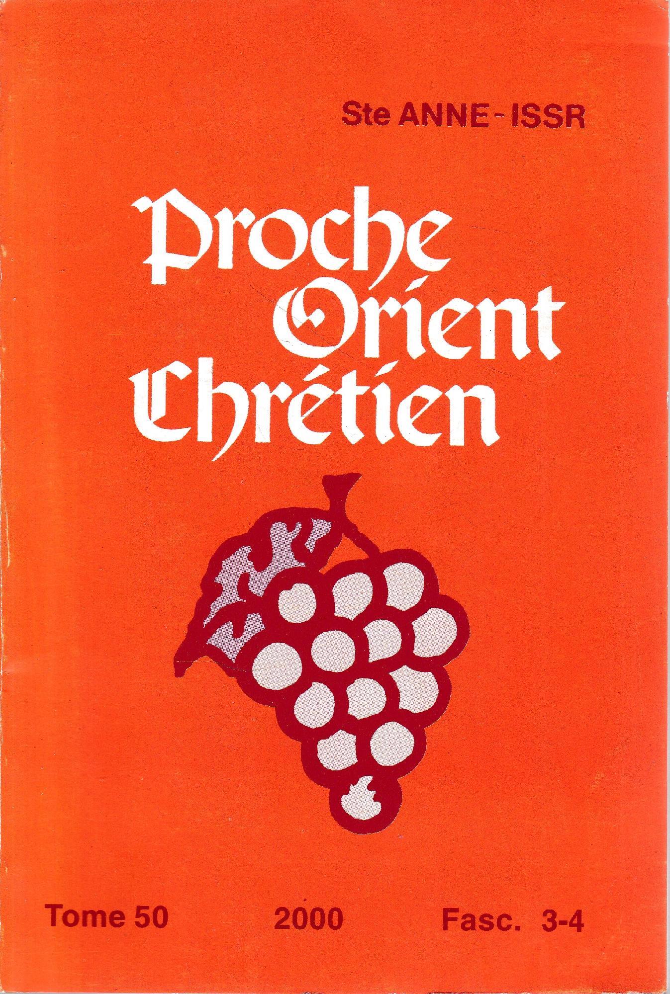 Proche Orient Chrétien tome 50, fasc. 3-4