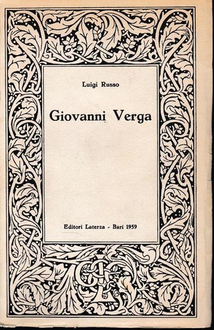 Giovanni Verga - Luigi Russo - copertina