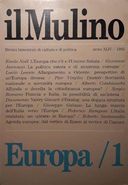 Il Mulino n.1/1995 - copertina