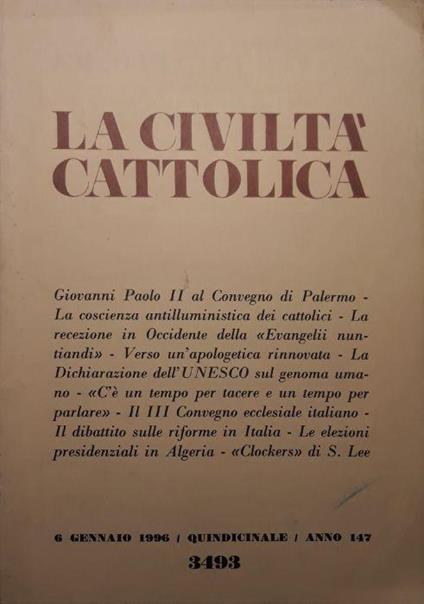 La Civiltà Cattolica (gennaio 1996) - copertina