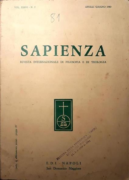 Sapienza (vol.2 aprile - giugno 1983) - copertina