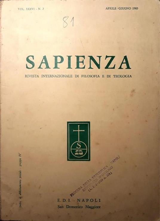 Sapienza (vol.2 aprile - giugno 1983) - copertina