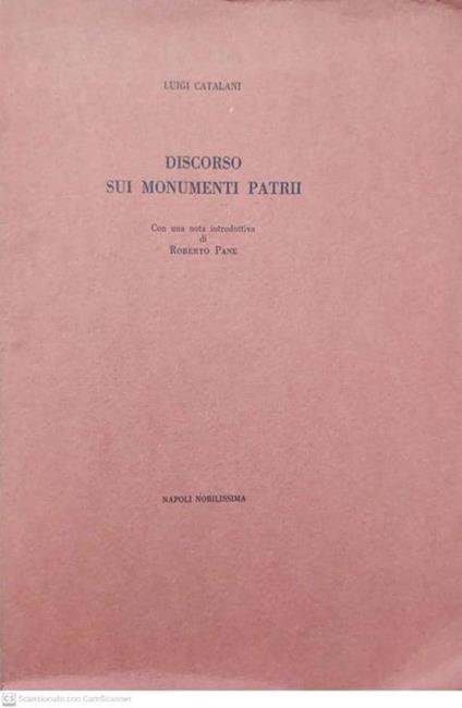 Discorso sui Monumenti Patrii - Luigi Catalani - copertina