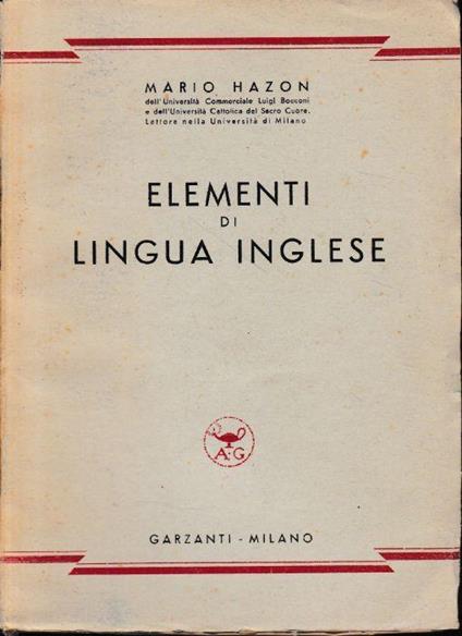 Elementi di lingua inglese - Mario Hazon - copertina