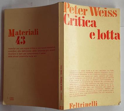 Critica e lotta - Peter Weiss - copertina